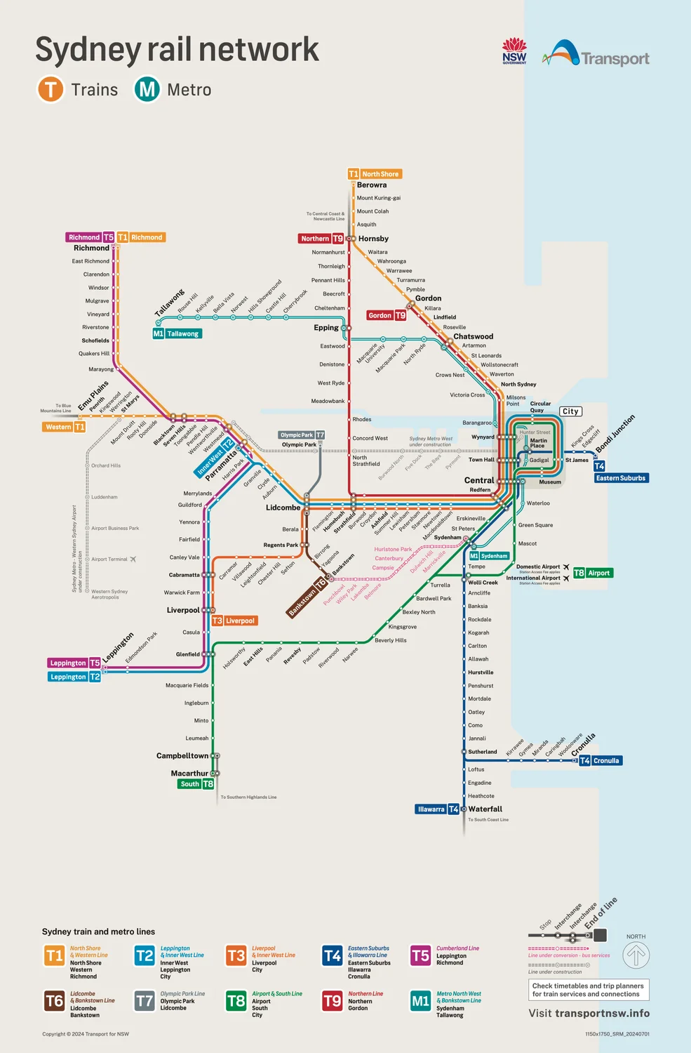 オーストラリアシドニーの路線図